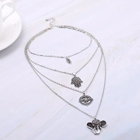 3/$30 Multi layering Boho Elephant Necklace Chain - Picture 3 of 4